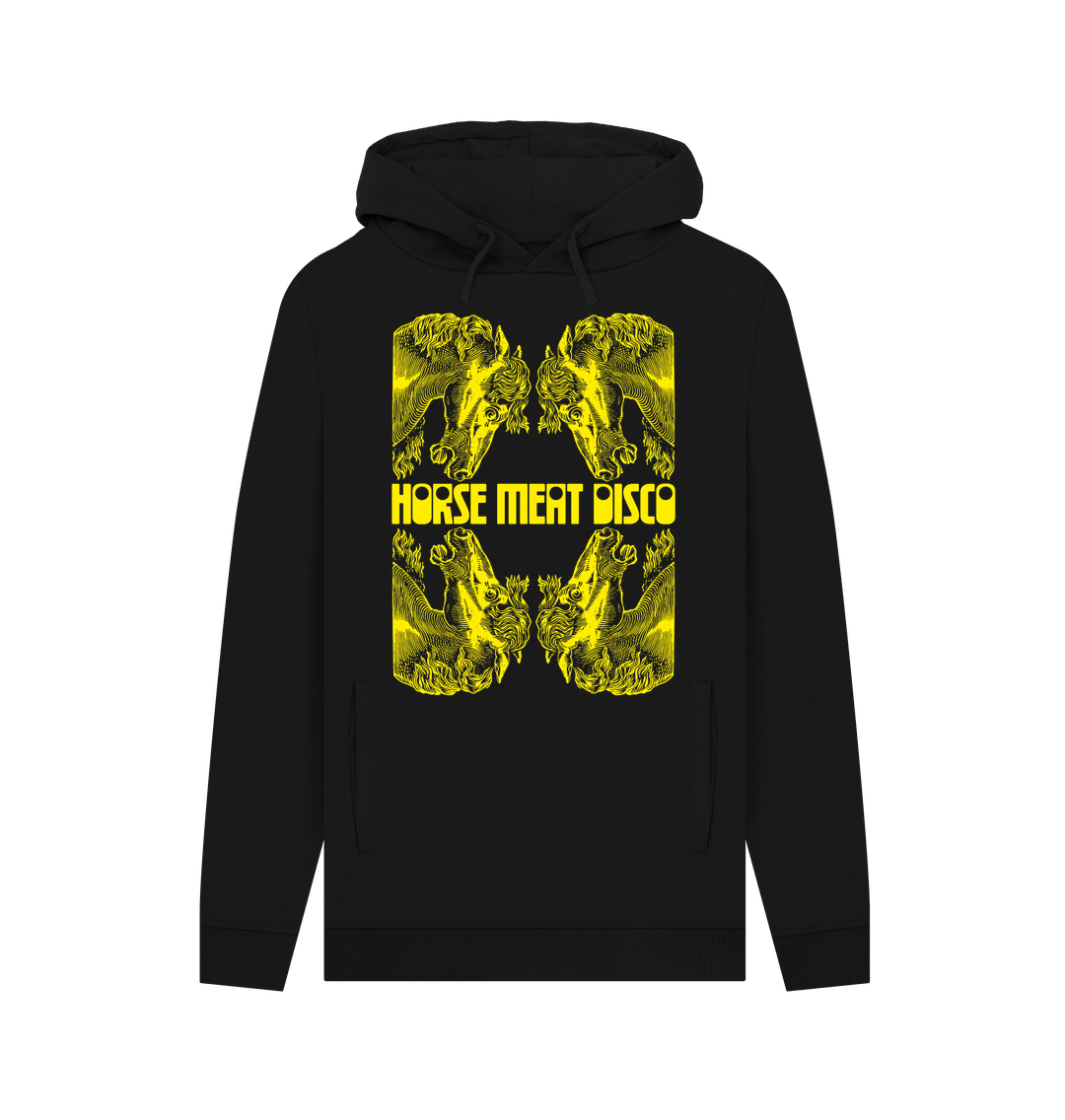 Black 4 Horses Etch Hoody - Yellow Print on Black