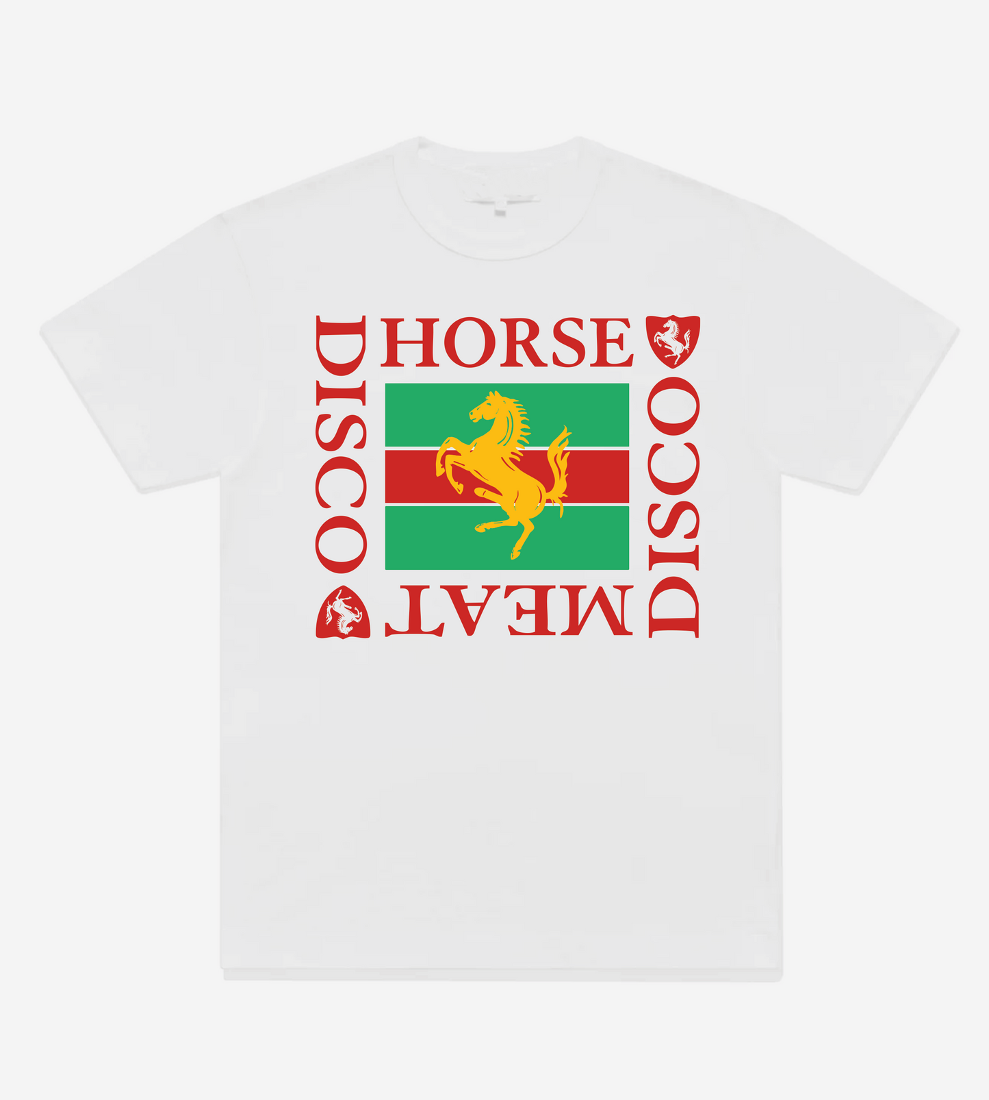 Horse Meat Disco White Tee - Green / Yellow