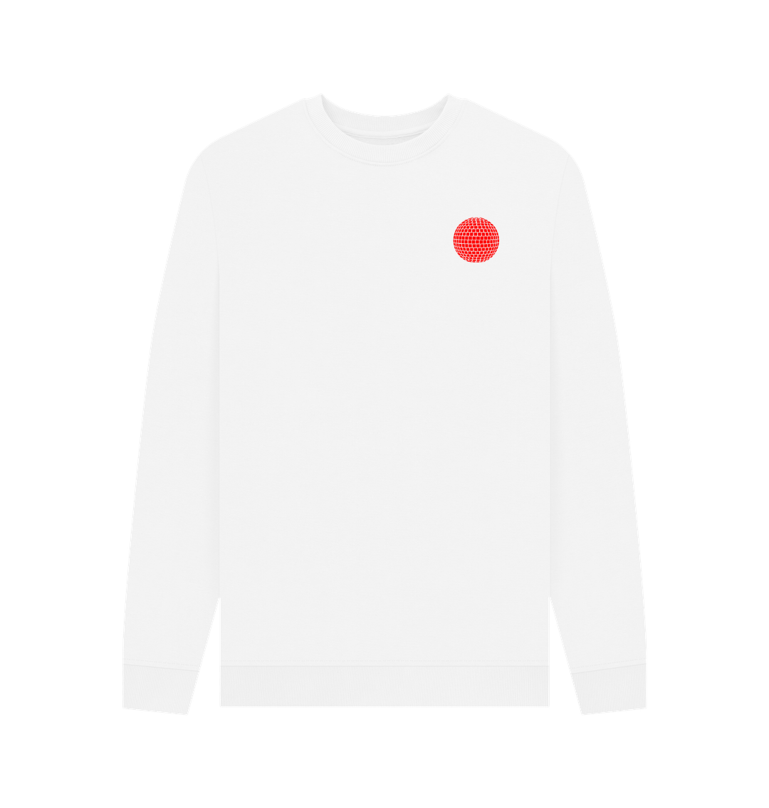 White Mirror Ball Logo Sweatshirt on Black