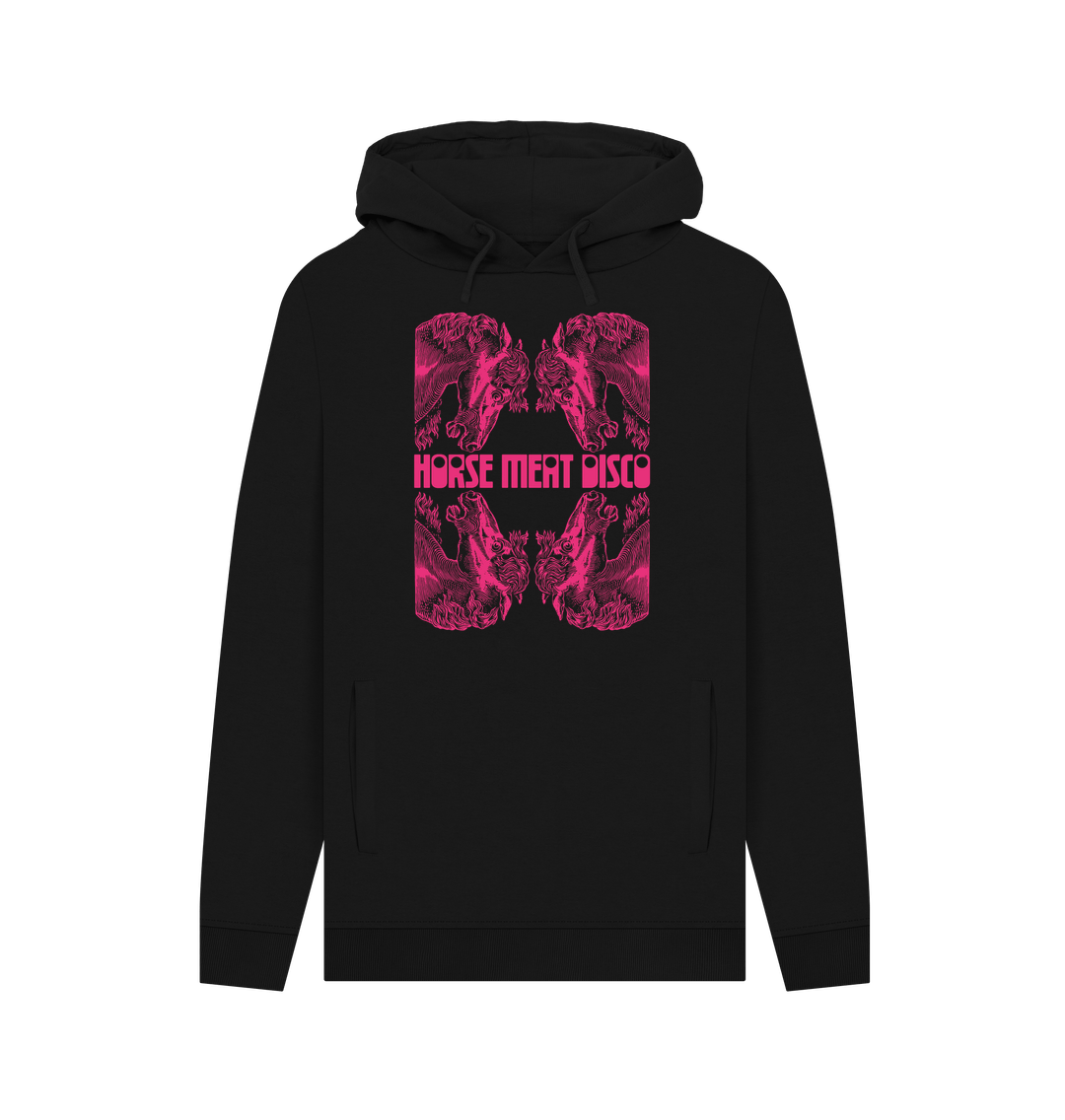 Black 4 Horses Etch Hoody - Pink Print on Black