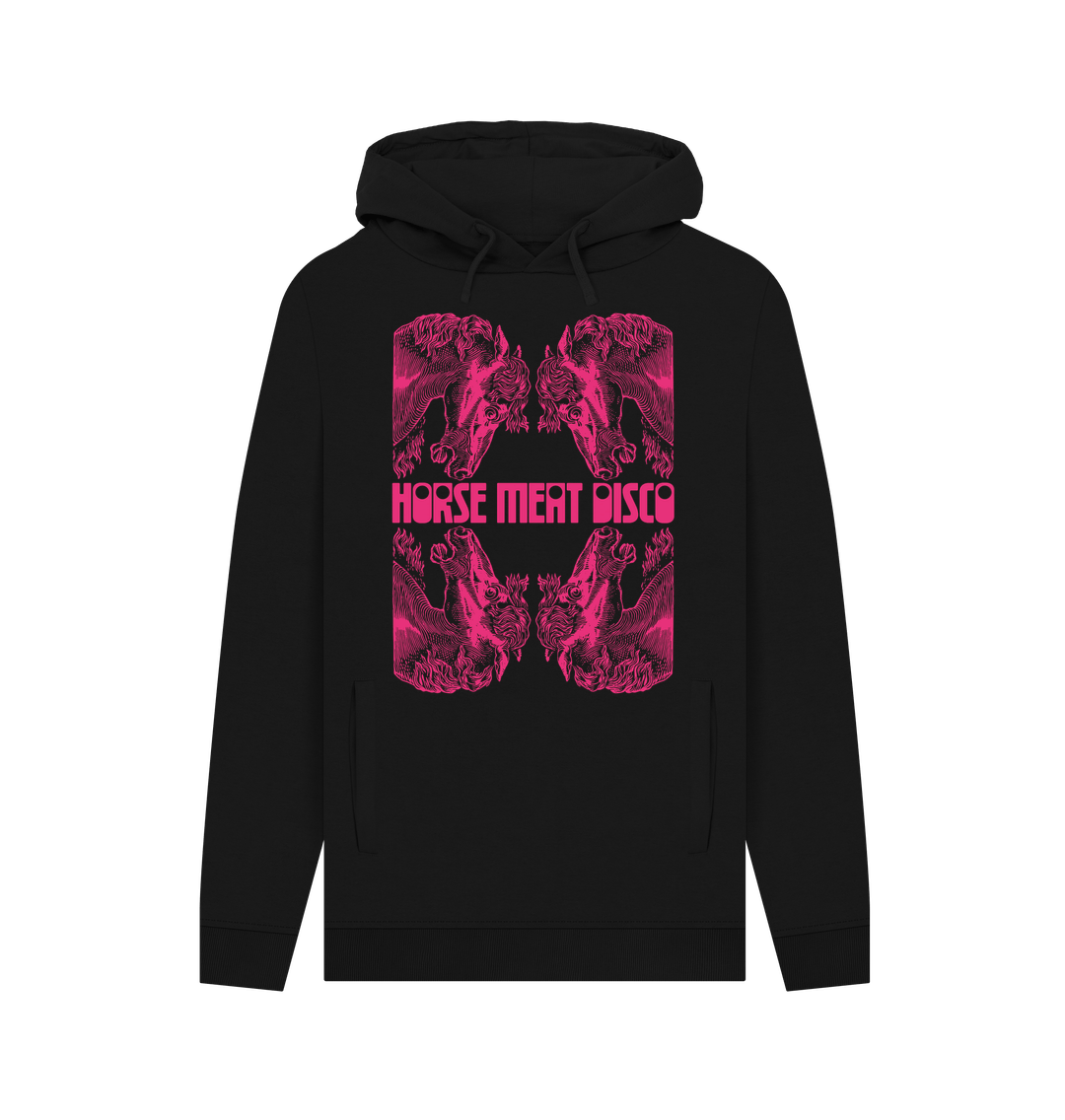 Black 4 Horses Etch Hoody - Pink Print on Grey