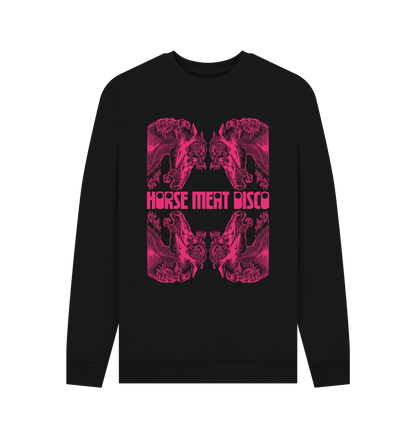 Black 4 Horses Etch Sweatshirt - Pink Print on White