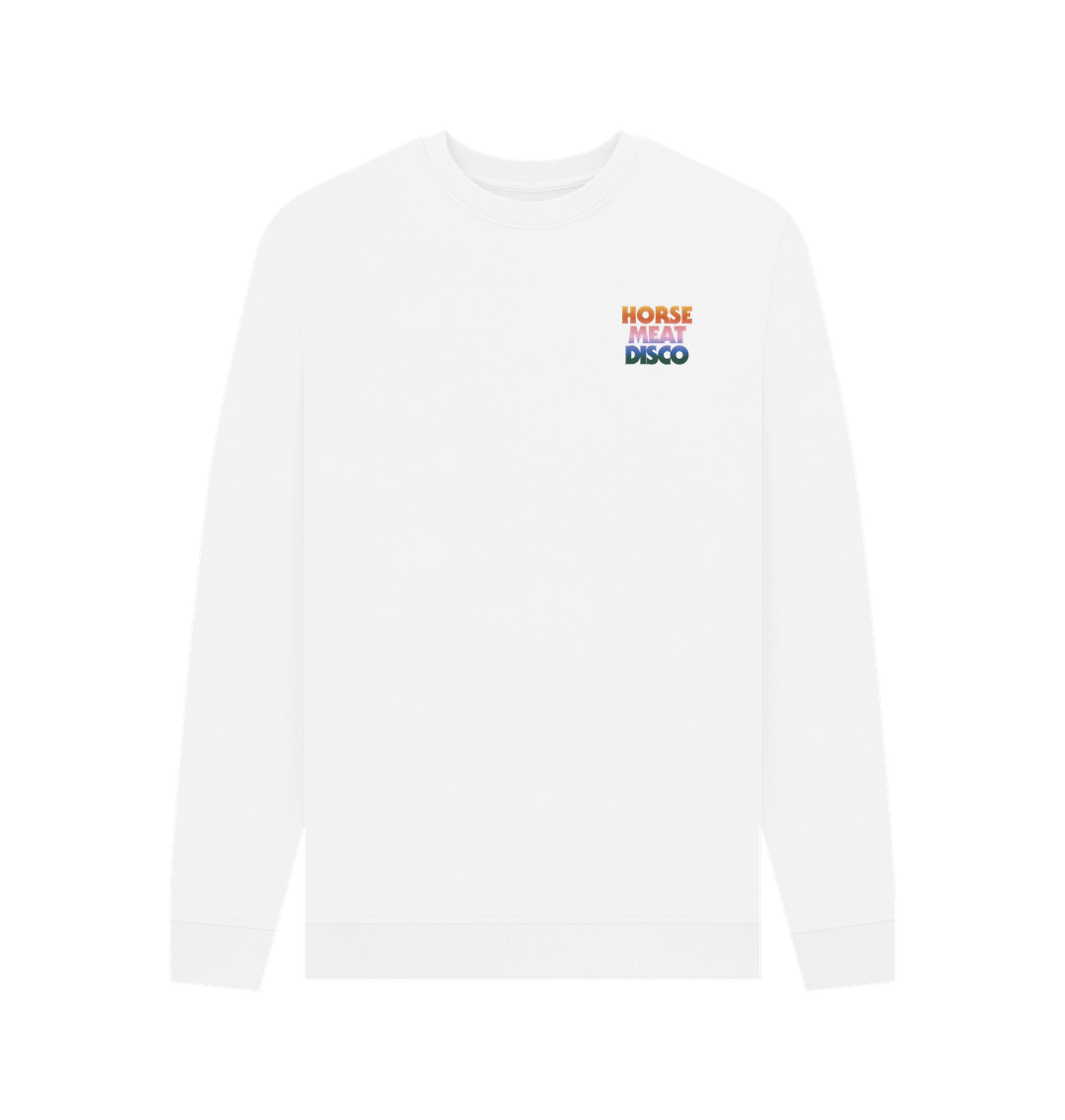 White Classic Rainbow Ombre Sweatshirt on Black