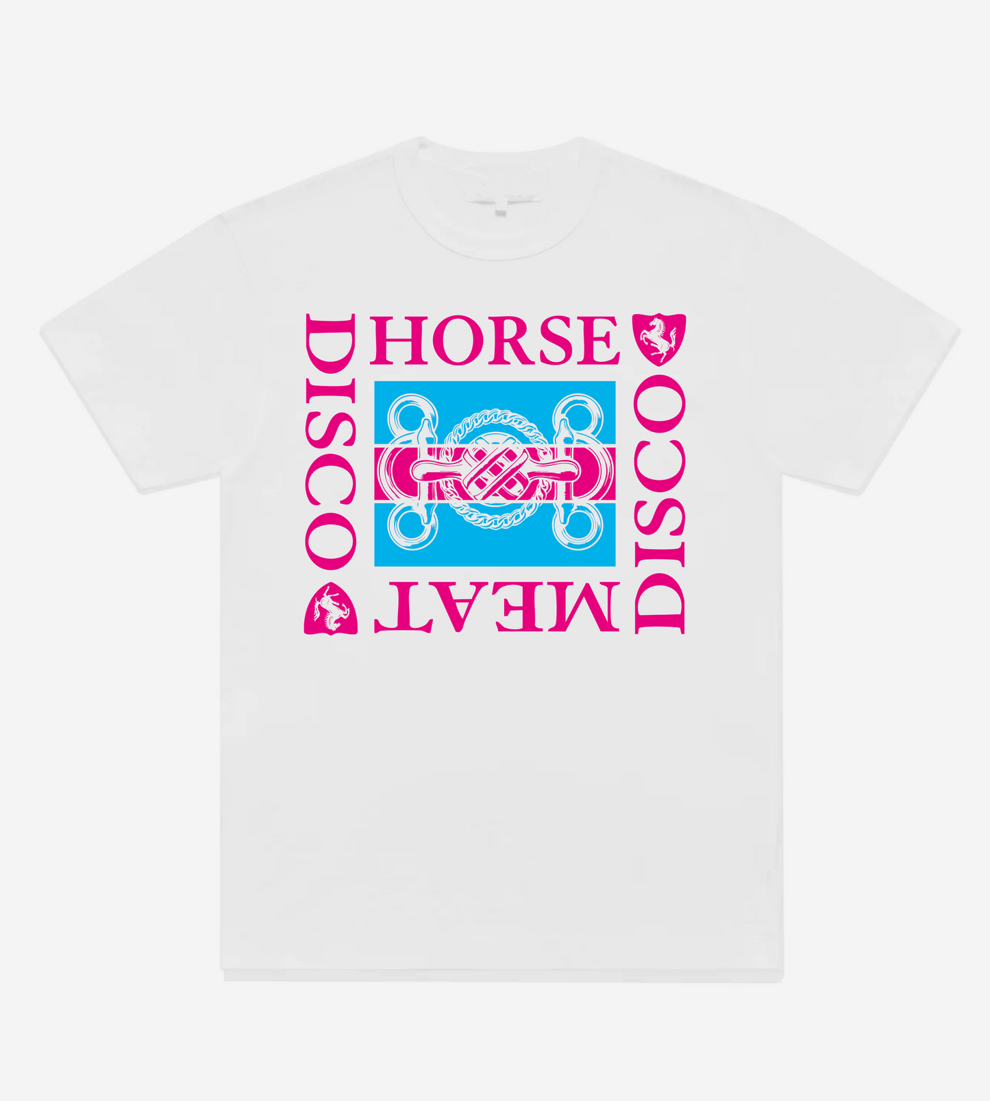 Horse Meat Disco Snaffle White Tee - Pink / Blue