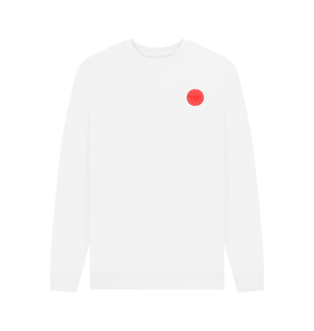 White Mirror Ball Logo Sweatshirt on White