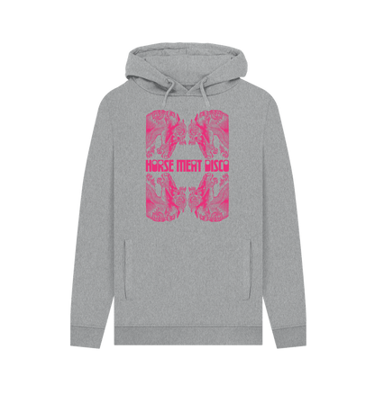 Light Heather 4 Horses Etch Hoody - Pink Print on Black