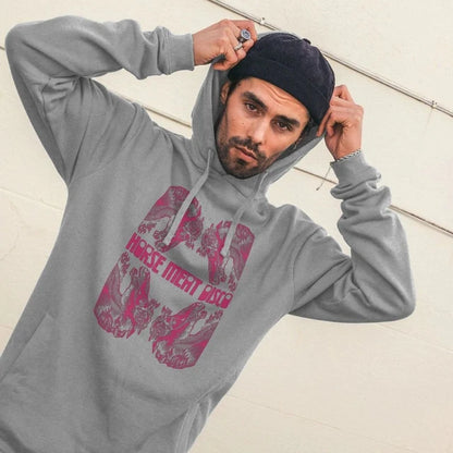 4 Horses Etch Hoody - Pink Print on Black