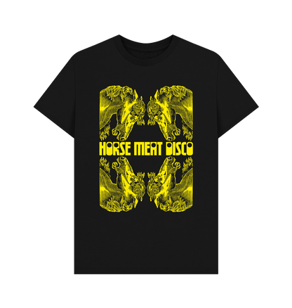 Black 4 Horses Etch T-Shirt - Yellow Print on Black