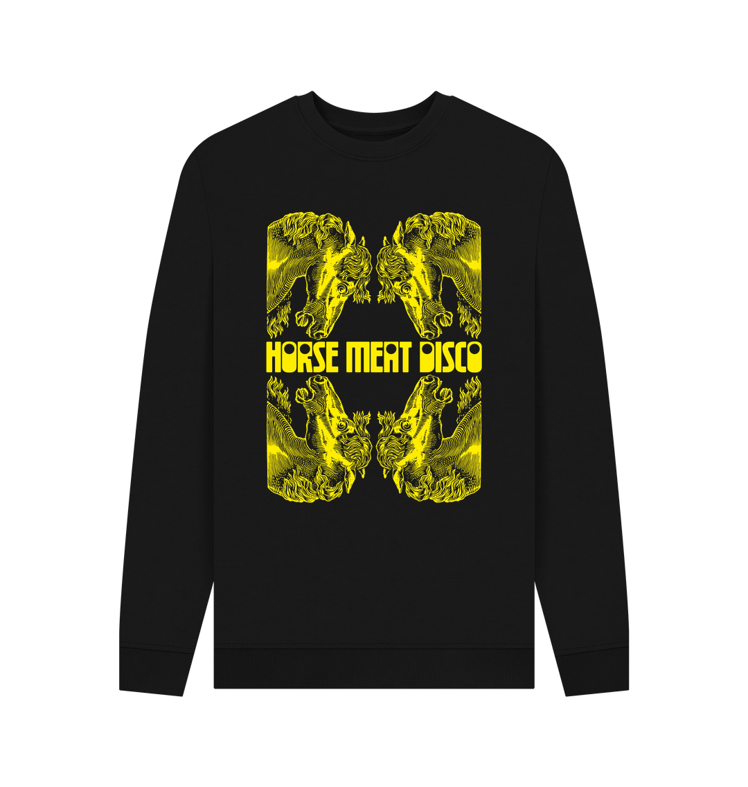 Black 4 Horses Etch Sweatshirt - Yellow Print on Black