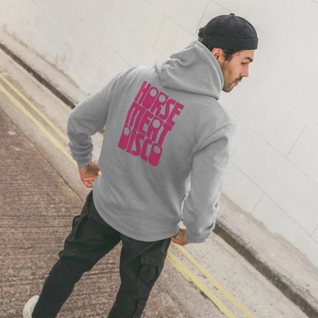 4 Horses Etch Hoody - Pink Print on Black