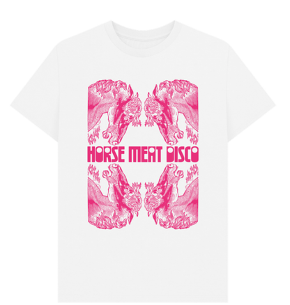 4 Horses Etch T-Shirt - Pink Print on Black