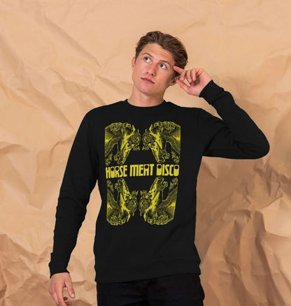 4 Horses Etch Sweatshirt - Yellow Print on Black