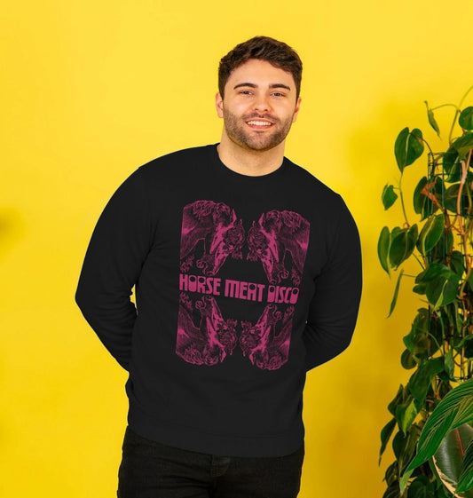 4 Horses Etch Sweatshirt - Pink Print on Black