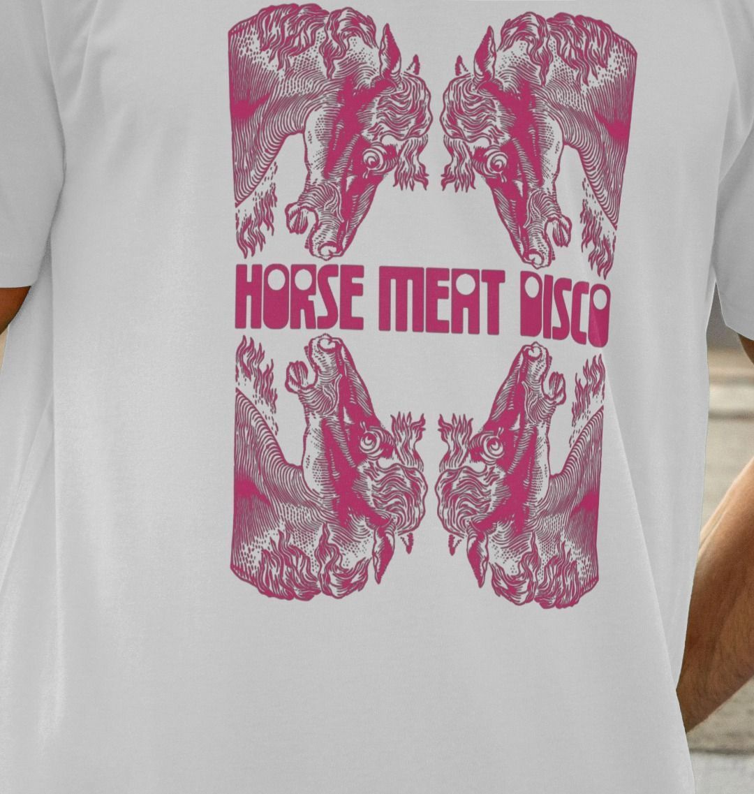 4 Horses Etch T-Shirt - Pink Print on Black