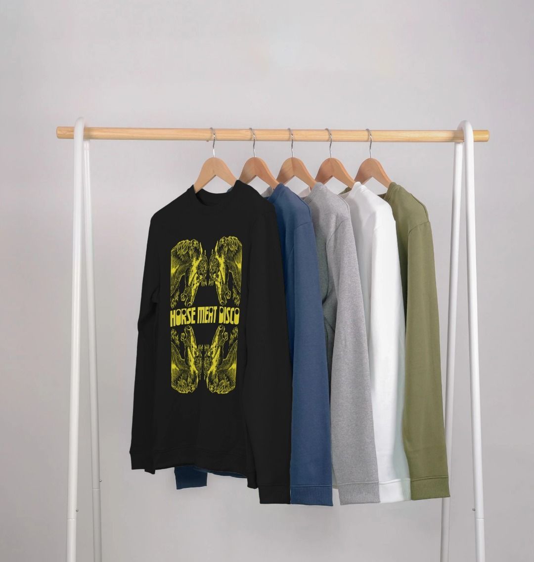 4 Horses Etch Sweatshirt - Yellow Print on Black