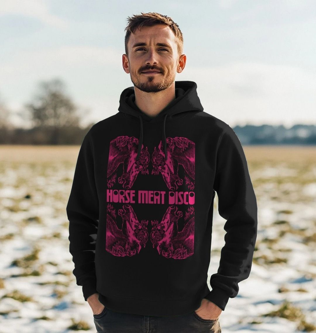 4 Horses Etch Hoody - Pink Print on Grey