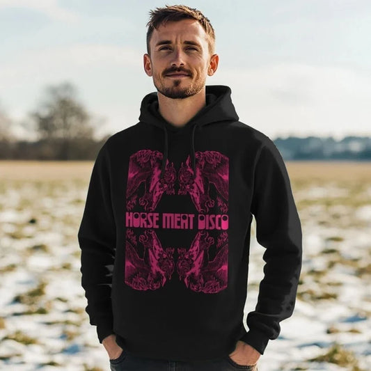 4 Horses Etch Hoody - Pink Print on Black