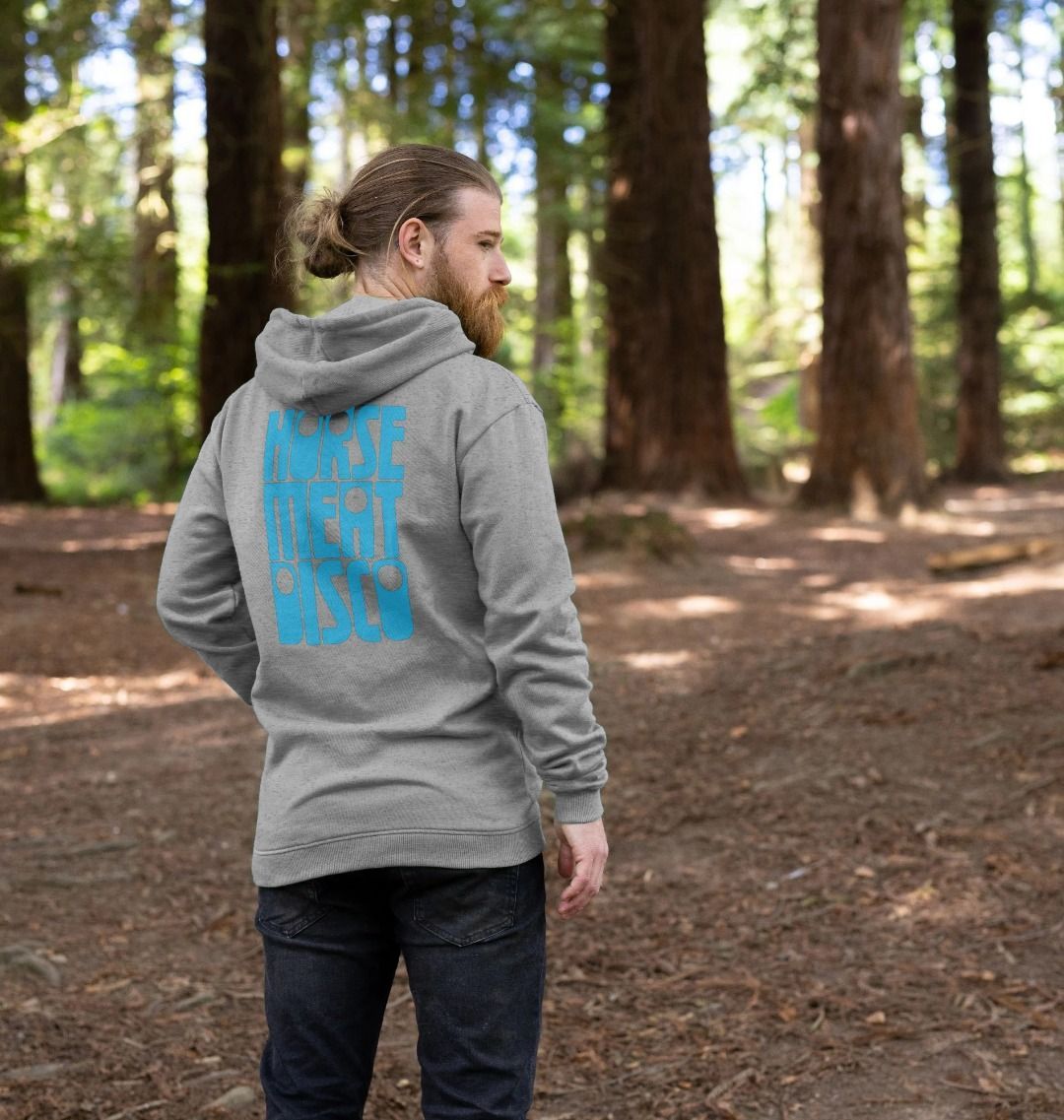 4 Horses Etch Hoody - Turquoise Print on Grey